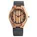 Produktbild HBODHBGS Holzuhren Herren natürliche Bambus Uhr Frauen Rot analoge Quarz-Uhr-echtes Leder-Armband-Geschenke Women