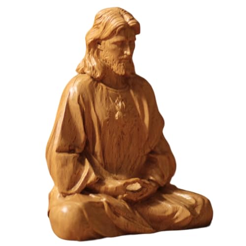 Buhygn Estatua de Jesús sentado, estatua de Cristo Rey, estatua de Cristo en meditación, ahorro de espacio, serenidad personal, 10 cm/15 cm para iglesia, decoración del hogar