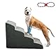 A.FATI Hundetreppe Bett, 4 Stufen Hunderampe aus hochdichtem Schaumstoff für Couch|Sofa|, rutschfeste Haustiertreppe 50cm Hoch für Kleine Hunde - mit Hundespielzeug Seil (grau)