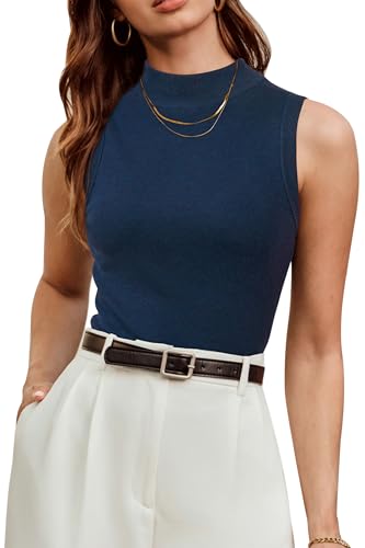Image of Arach&Cloz Women's Wool Blend Mock Neck Fall Business Casual Sweater Tank