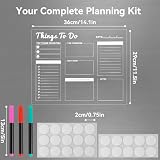 Clear Non-Magnetic Calendar for Fridge,Dry Erase Acrylic Calendar Set Reusable Monthly,Weekly Planner,Daily Schedule and Blank Board Sticks to Cabinet,Door,Glass,Wall, 4 Pack