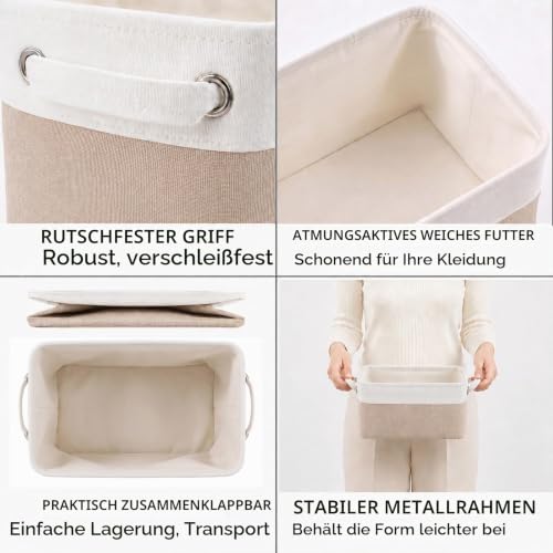 Mangata aufbewahrungsbox Stoff 4Pcs, aufbewahrungsbox, Korb Stoff aufbewahrung mit Griffen für Schrank, Spielzeug, kleiderschrank, Regale… – Ansicht 6