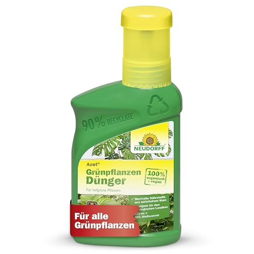 Neudorff Azet Grünpflanzendünger – 100% natürlicher Bio Dünger für schnelles Wachstum und tiefgrüne Blätter aller Grünpflanzen und Palmen, 250 ml