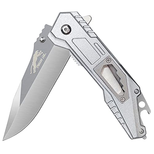 Pocket Knife with Clip, EDC Folding Utility Knife for Men, Tactical Knife for Camping Outdoor Survival, 3.31 inch Fine Edge Blade, Liner-Lock, Stainless Steel