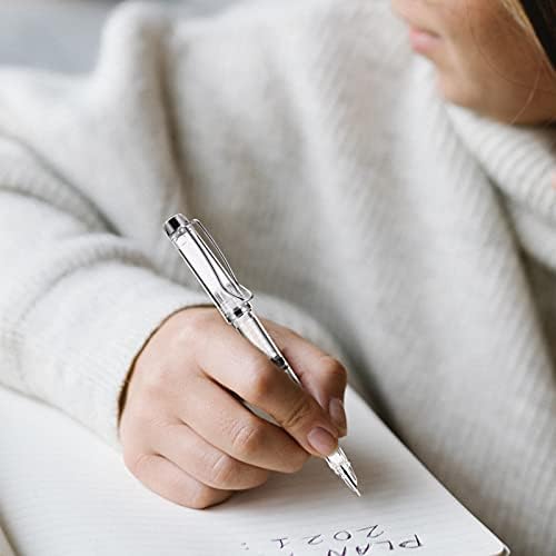 STOBOK 2Pcs Clear Fountain Pen Transparent Ink Pen Refillable Calligraphy Pen with Ink Absorber Writing Pens School Stationery for Student Adults