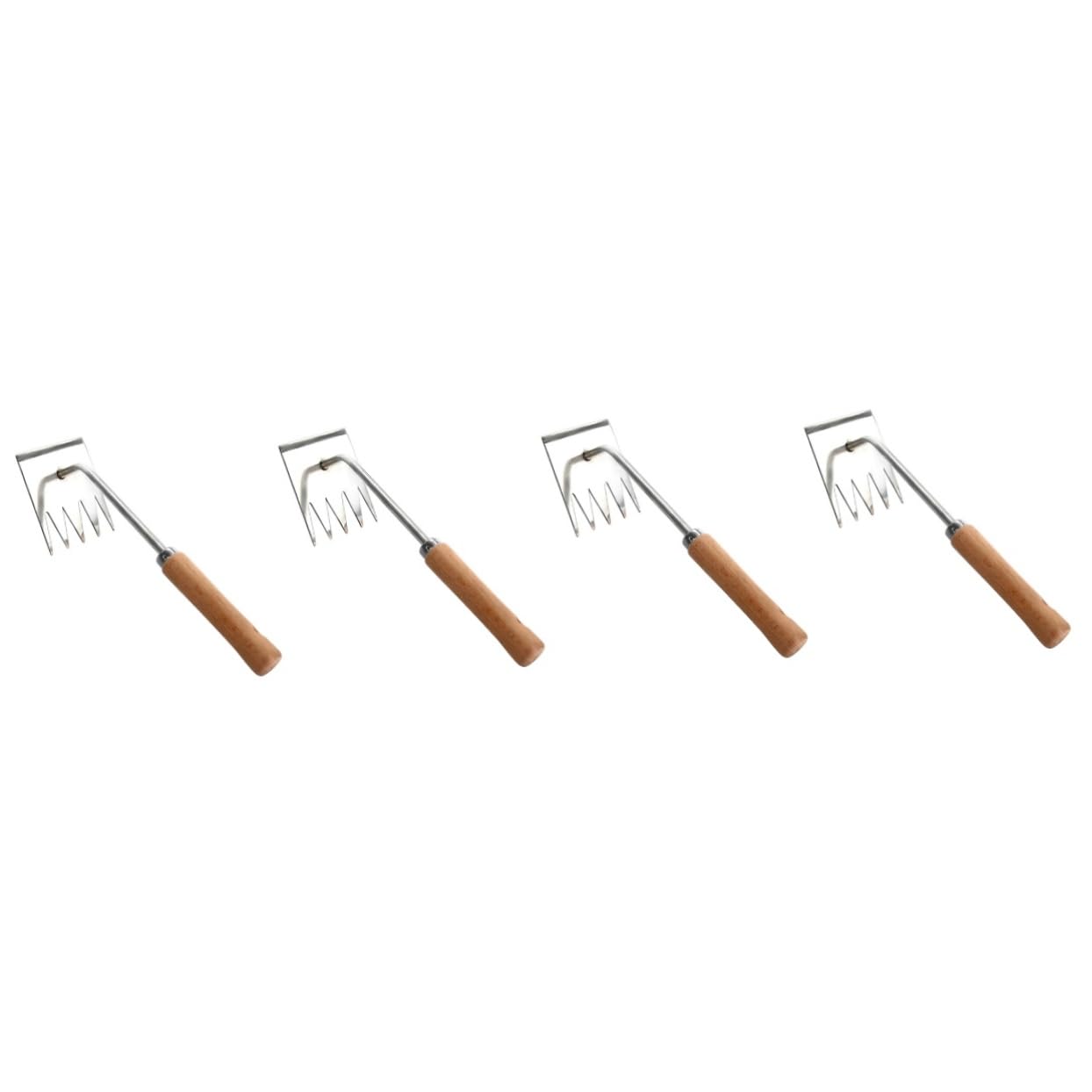 BESPORTBLE 4 Stück Gartengeräte Zum Unkrautjäten Unkrautjätgerät Für Den Garten Gras Kleiner Gartenrechen Strauch Manuelle Entferner Gartengerät Langer Griff Rasenkantenschneider Holz