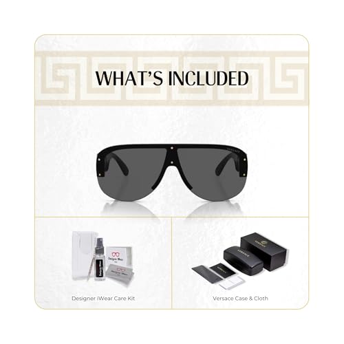 Versace VE4391 Shield Sunglasses for Men +BUNDLE with ACCESSORY EYEWEAR KIT2