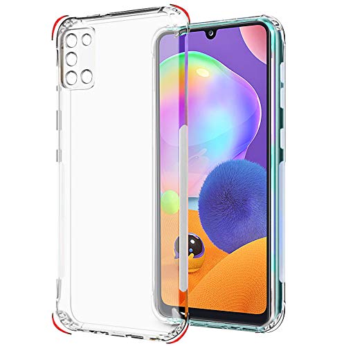 Image of TheGiftKart Ultra Clear Slim Anti-Slip Grip Soft Silicone Back Cover Case with Complete Camera Protection & Anti-Dust Plugs Built-in for Samsung Galaxy A31 (Transparent)