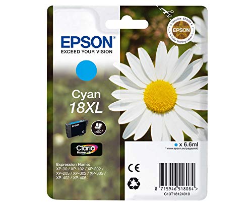 Cartouche encre Cyan Epson XP-405 originale 18XL pour éviter les buses bouchées
