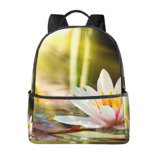 Sac d'ordinateur imprimé fleur de lotus noir pour voyage et affaires