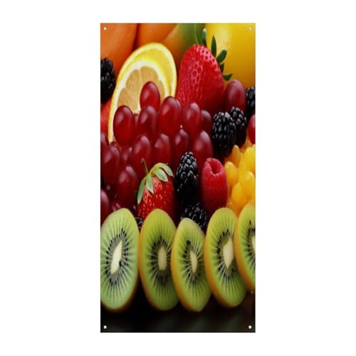 Bannière porte bienvenue fruits frais grand format lavable tissu résistant extérieur