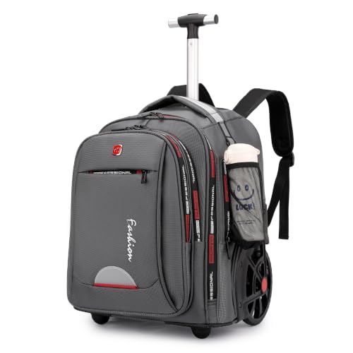 Image of Rolling Backpack for Adults, 22 Inch Backpack with Wheels for Business, College Student and Travel Commuter, Large Backpack on Wheels for Work (Grey)