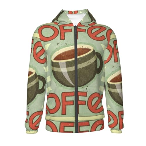 Retro Cover For Coffee Kids Pullover Hoodies Boys Zip Up Sweatshirts Girls Athletic Clothes with Pocket2