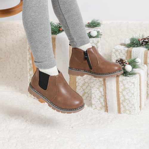 Miamooi Toddler Girls Boys Combat Ankle Boots Little Kid Waterproof Outdoor Chelsea Fall Booties Leather Comfort Shoes thumb #2