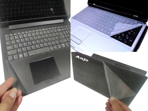Anjo 3 in 1 Combo Laptop Trackpad and Backside Lid Full Body Skin Sticker Lamination Cover with Laptop Key-Skin Suitable for 15.6 Inch Laptops, Matte-Transparent