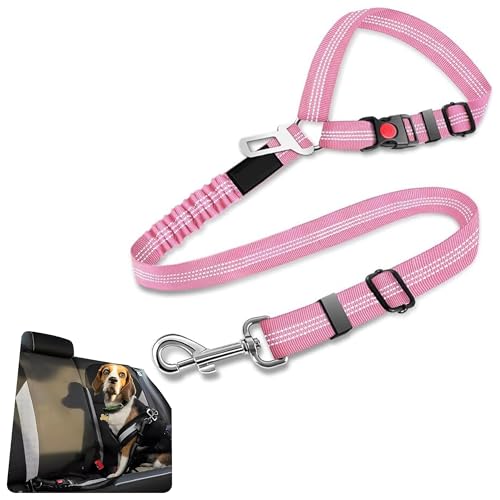 Best Dog Supplies Dog Car Seat Belt – Adjustable Buckle Design Elastic Nylon Vehicle Seatbelt Plus Durable Tangle-free Headrest Harness – Perfect for Pets – Pink Best Dog Supplies Dog Car Seat Belt – Adjustable Buckle Design Elastic Nylon Vehicle Seatbelt Plus Durable Tangle-free Headrest Harness – Perfect for Pets – Pink