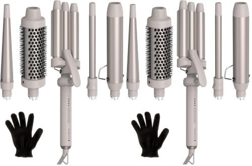 Image of Remington 5-in-1 Curling Wand Set - Interchangeable Ceramic Curling Iron for Beach Waves, Loose & Tight Curls, Multi Styler Hair Tool, Fast Heat, Salon Results at Home (Pack of 2)