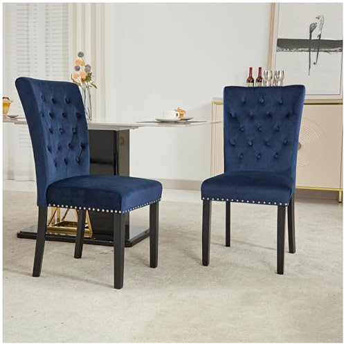 adochr Velvet Dining Chair Set of 2, Parsons Upholstered Dining Room Chair, Wood Accent Chair with...