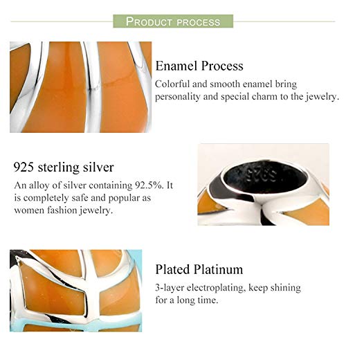 Evescity Limited Edition Lifelike Basketball Orange Enamel 925 Sterling Silver Bead For Charms Bracelets For Charm Bracelets Like Pandora & Others ♥ Best Jewelry Gifts For Nba Fans Sport Players ♥ #TOP3
