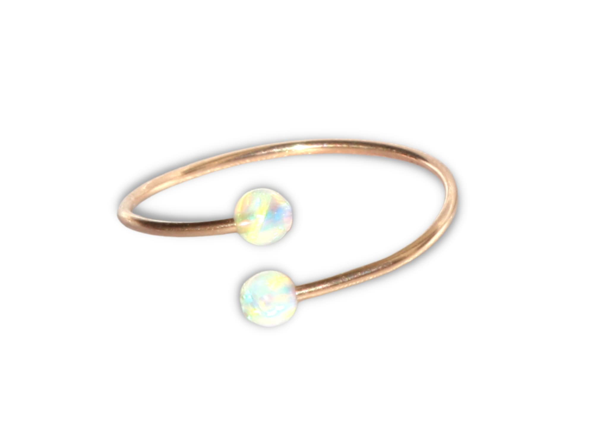 JULJEWELRY Opal Ring Rose gold Minimal White Blue Rainbow Silver or Goldfill Thin skinny Delicate wire