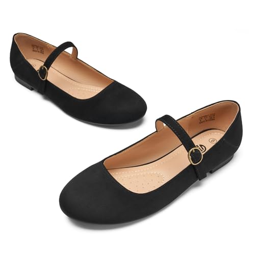 Image of Rekayla Flats for Women Mary Jane Shoes Women Round Toe Ballet Flats with Buckle Strap Comfortable Dress Shoes for Work Casual Daily Wear