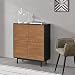 [en.casa] Mobile per Soggiorno/Ingresso/Ufficio, Comò (AxLaxP) 93x80x30 cm Armadietto a 4 Ante con Apertura a Pressione Push-to-Open, Mobile a Terra con Gambe in Metallo - Nero/Effetto Legno Scuro