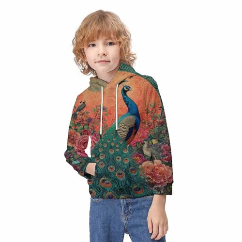 Sweat à capuche imprimé paon 3D veste drôle et cool pour adolescent 13-15 ans - 2