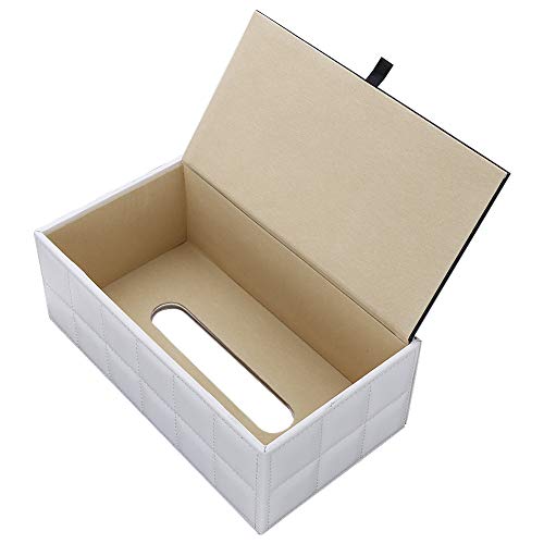 Kingfom Imitation Suede Pu Leather Tissue Box Holder, Rectangular Facial Tissue Case Napkin Dispenser For Home Office Car Automotive Decoration(Soft White) #TOP2