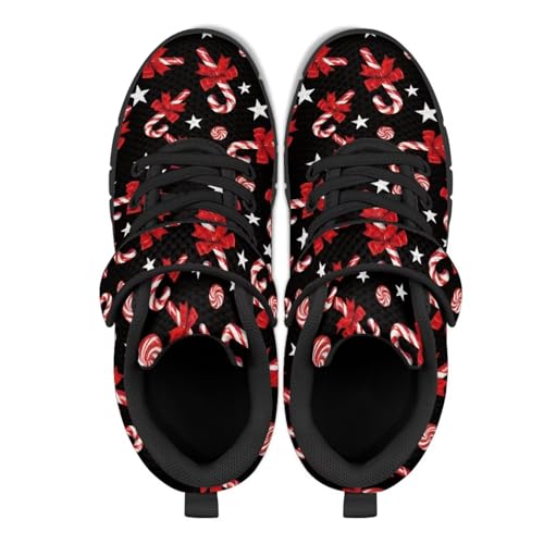 Christmas Sneakers for Girls Slip on Walking Shoes Breathable Lightweight Athletic Shoes with Hook and Loops