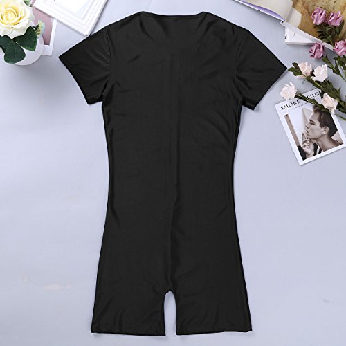 iiniim Herren Body Zip Einteiler Herrenbody Männerbody Elastisches Overall Fitness Sportbody Unterhemd Unterwäsche M-XXL A Schwarz XL