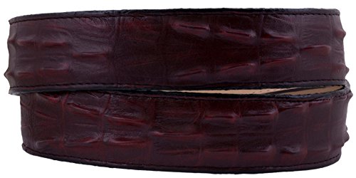 Mens Burgundy Cowboy Belt Crocodile Tail Print Leather Belt Silver Buckle2