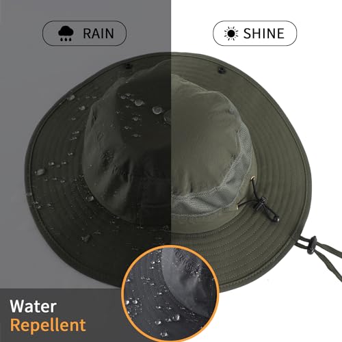 Image of Home Prefer UPF50+ Mens Sun Hat Wide Brim Womens UV Protection Beach Bucket Hat for Fishing Hiking Snap Up Cowboy Hat