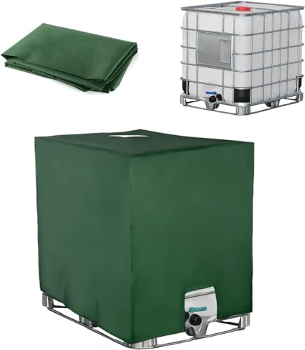 Pokrowiec na zbiornik IBC 1000L, akcesoria do kontenerów IBC, folia ochronna UV na zbiornik na wodę, pokrowiec na beczkę na deszczówkę, plandeka ochronna na zbiornik na wodę deszczową, odpowiedni na zbiornik IBC 1000L (120 x 100 x 116 cm zielony)