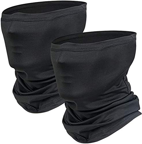 Thstheaven Schal Maske, dehnbare Kopfbedeckung Bandana Schal für Damen Herren Unisex (2 Pack) (Schwarz)