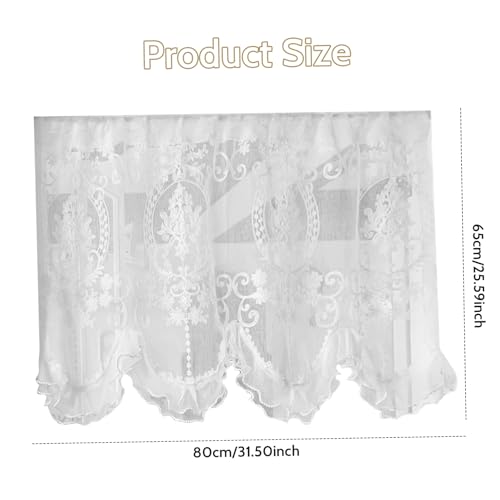 Cortinas de encaje blanco con acabado de cuentas Gcroet para ventanas de cocina 4