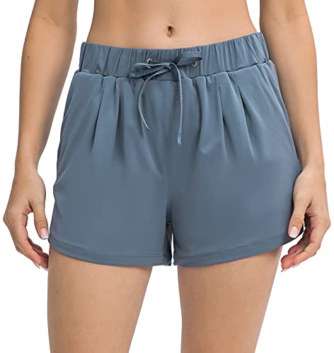 Image of Ukaste Women's Stretch Workout Running Athletic Shorts with Pockets - 3 Inch