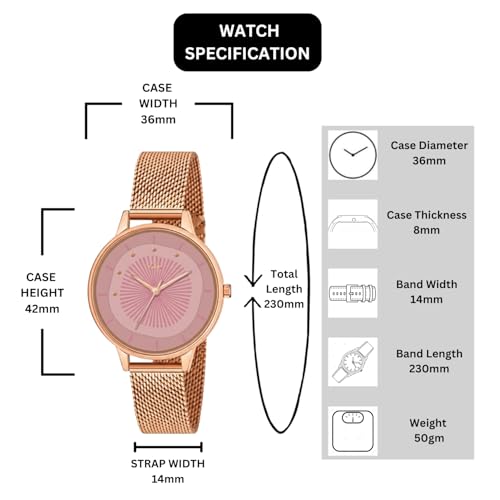 Image of WISEWALKER Women's Analog Wrist Watch for Ladies and Girls | Stylish & Trendy | Rose Gold Stainless Steel Premium Strap | Perfect for Casual, Party & Formal Wear