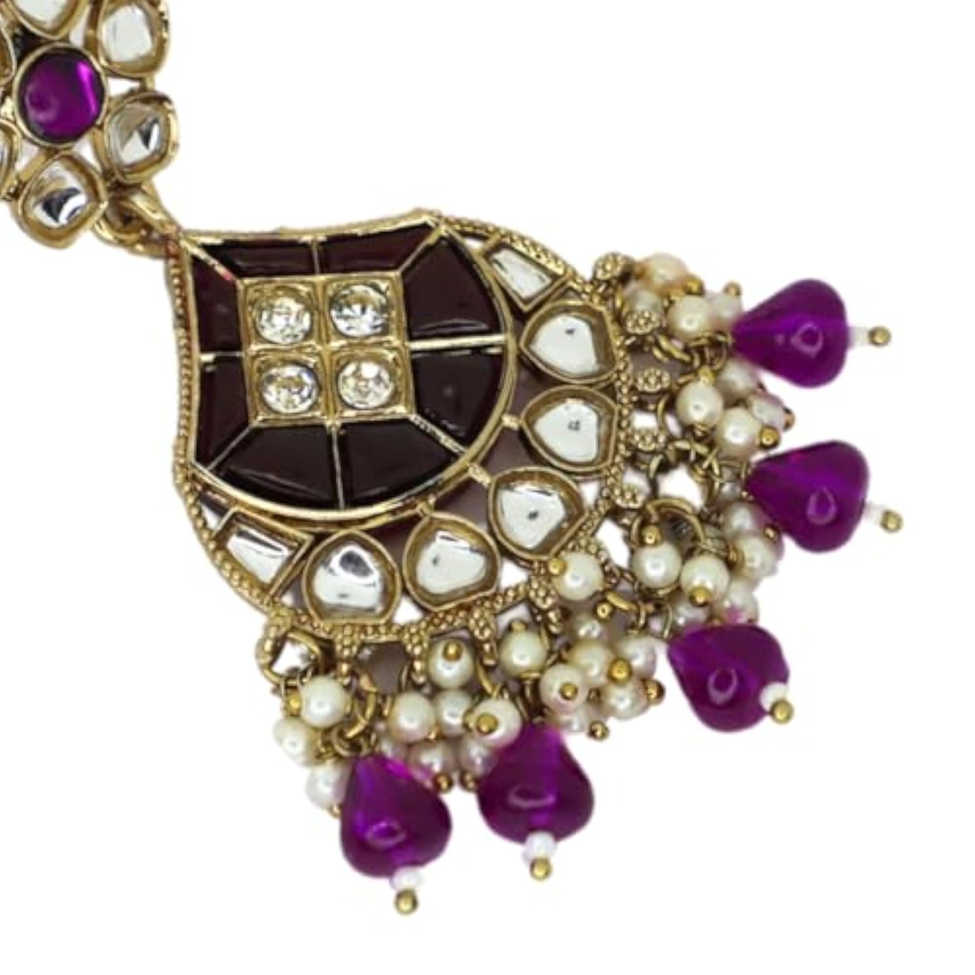 Traditional Plated Meenakari Kundan Earrings with Beads