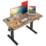 FEZIBO Electric Standing Desk, 48 x 24 Inches Height Adjustable Stand up Desk, Sit Stand Home Office Desk, Computer Workstation, Vintage Brown