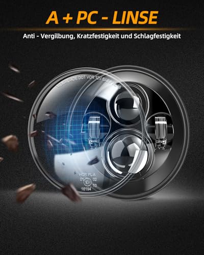 CO LIGHT 1pc 7 Zoll Motorrad LED Scheinwerfer, rund, mit Fern-/Abblendlicht, für Motorräder