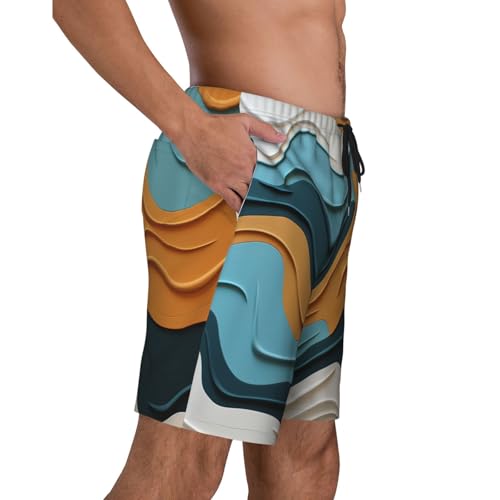Visual Ripple Wave Men Beach Pants â€“ Swim Trunks for Men,Quick-Dry and Comfortable, Suitable for Beach, Surf, and Everyday Wear Black3