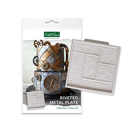 Katy Sue Riveted Metal Plate Silicone Mold for Cake, Cookie Decorating, & Craft. For Use With Fondant, Gum Paste, Sugar Paste, & Air Dry Clay from Katy Sue Designs Fondant Molds