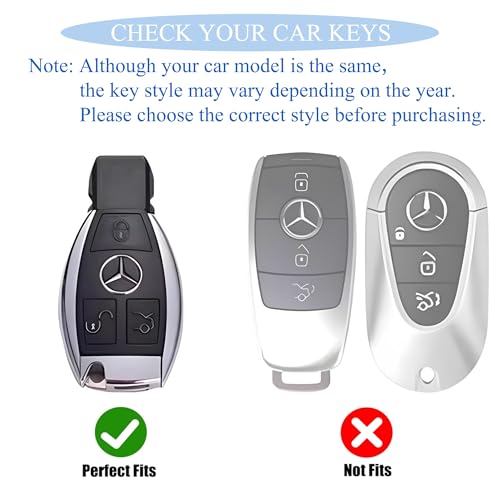 Image of Creativity for Mercedes Benz key cover and keychian (Grey Combination) | TPU key box with Rhinestones is compatible with CLS CLK AMG ML C CL E S SL SLK G GLC GLE GLS M R Smart Remote Key