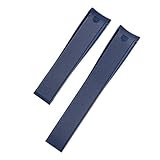 Generico Cinturino for orologio in gomma e silicone compatibile con la serie Tag Heuer CARRERA AQUARACER, cinturino nero blu, adatto for 22 mm(Blue no buckle)
