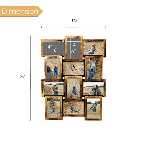 Hello Laura - 4X6 Picture Frame Collage Classic Photo Frames Gallery Collection Display 12 Opening Photos Collage Frame For Wall Picture Frame 6" X 4" Photo Sockets X 12 | Bronze Like Edge #TOP4