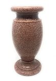 OPTIMUM Memorial Cemetery Flower Vase - Plastic (North American Pink Granite) with Metal Ground Spike, Grave Marker, Decorations for Gravesite, Headstone Flowers Holder, Garden Lawn & Yard