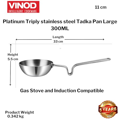 Vinod Platinum Triply Stainless Steel Tadka Pan - Large