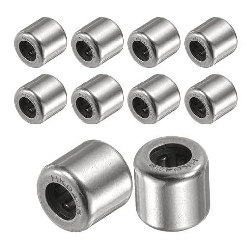sourcing map 10 Pcs HK0408 Needle Roller Bearings Bearing 4x8x8mm, Temperature Resistant Steel Bearing