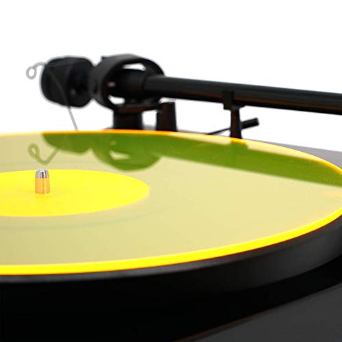 Acrylic Turntable Mat - 11.75" Yellowlit Vinyl Record Acrylic Mat - Precision Machined Acrylic Turntable Platter Mat W/Record Label Recess - See-Through Record Mat For Standard 12" Turntable Platters #TOP1