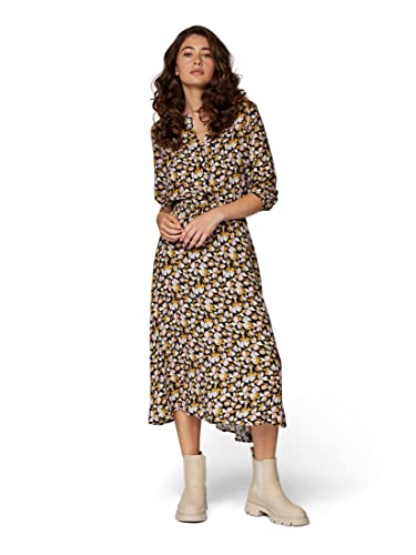 Mavi Damen Printed Dress Kleid, Schwarz, Klein